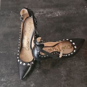Sam Edelman Black Patent Leather Studded Stiletto Heels
